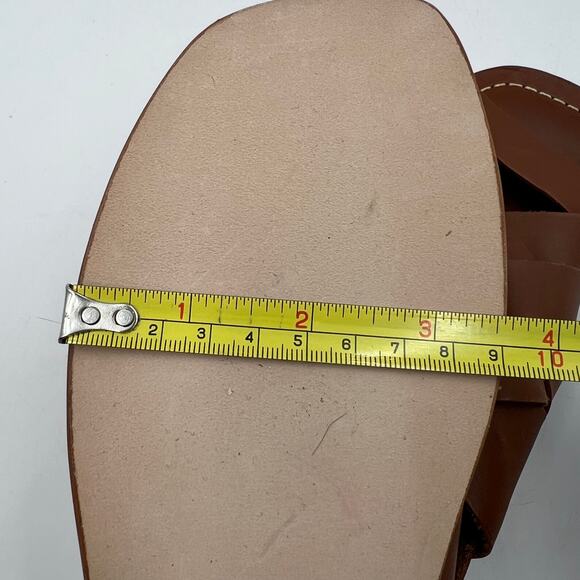 Loeffler Randal Grayson Leather Peep Toe Slingback Sandals Tan Coastal Prep - Picture 8 of 10